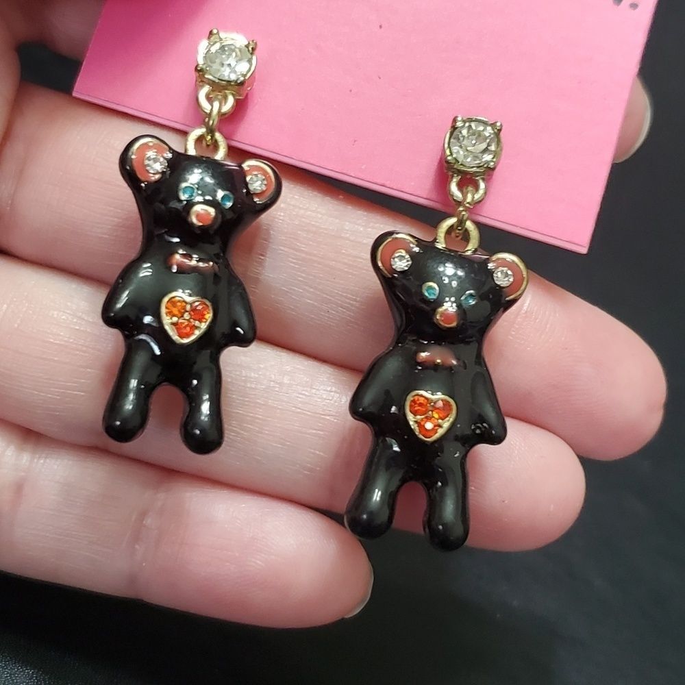 Betsey Johnson gold tone bear earrings